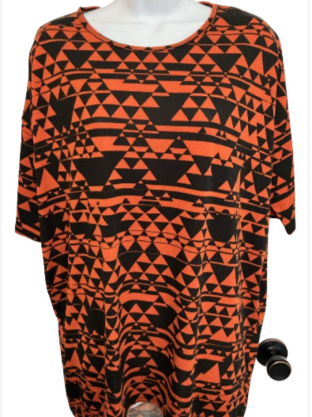Lularoe Ladies Small Dual Color Geometric Short Sleeve Round Neck Tunic Blouse